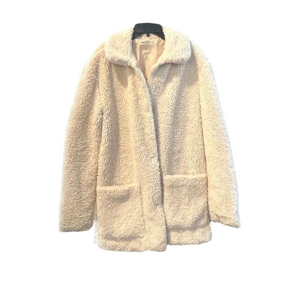 ‼️ SALE ‼️ H&M Cream Teddy Coat - Picture 1 of 10